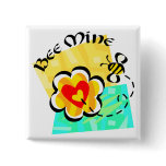 Bee Mine Bumblebee Heart Flower Button