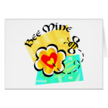Bee Mine Bumblebee Heart Flower Greeting Cards