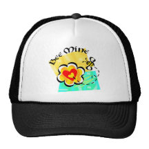 Bee Mine Bumblebee Heart Flower Mesh Hats