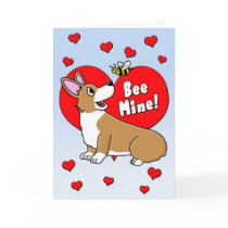 Bee Mine Corgi Valentine's Day Card