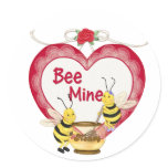 Bee Mine Honey Round Stickers
