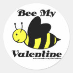 Bee My Valentine Round Stickers stickers
