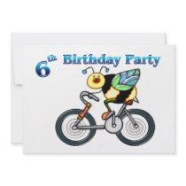 Bee on a Bike 6th Birthday Personalized Announcements
