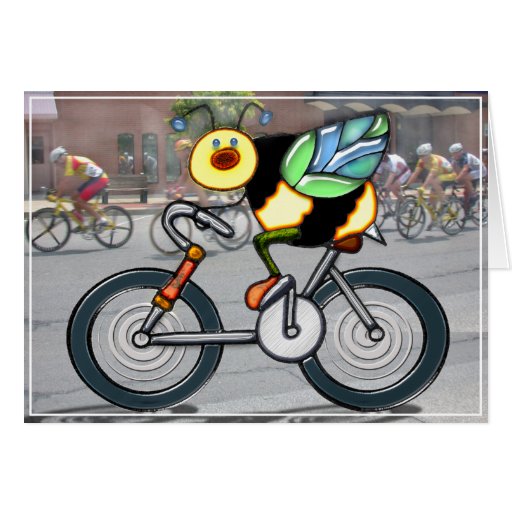 Bee on a Bike in a Race Greeting Card