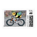 Bee on a Bike in a Race postage