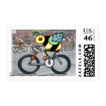 Bee on a Bike in a Race Postage