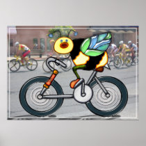 Bee on a Bike in a Race Poster