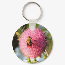 Bee on a Thistle Bloom keychains