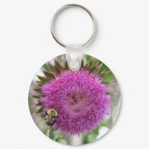 Bee on a Thistle Bloom keychains
