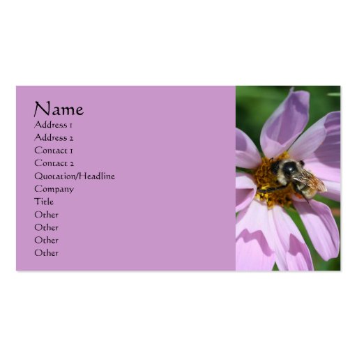 Bee On Cosmos Nature Photography Business Card