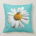 Bee on Daisy Blue Pillow