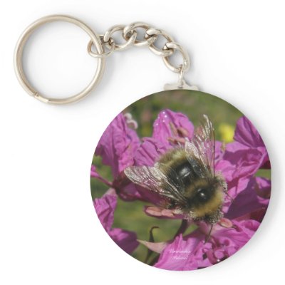 Bee on Fireweed, Unalaska Island Key Chains by mistlebee