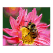 Bee On Flower Digital Art Photo Poster Print by SmilinEyesTreasures Bee On Flower Digital Art Photo Poster Print