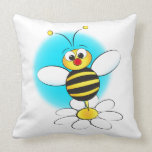 Bee on flower throw pillows
