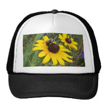 bee on flower trucker hat