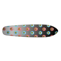 Bee pattern on black and white skate board deck