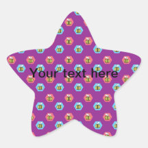 Bee pattern on dark purple star sticker
