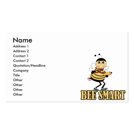bee smart bumble bee with pencil business card templates