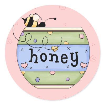 Bee Stealing from Honey Pot Round Stickers Zazzle_sticker Bee Stealing from Honey Pot Round Stickers Zazzle_sticker
