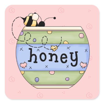 Bee Stealing from Honey Pot Sticker Zazzle_sticker Bee Stealing from Honey Pot Sticker Zazzle_sticker