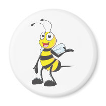 Bee Stickers : Bee Presenting with Hand Up Fridge Magnet