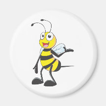 Bee Stickers : Bee Presenting with Hand Up Fridge Magnet