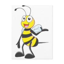 Bee Stickers : Bee Presenting with Hand Up Postcards