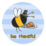 bee thankful round stickers