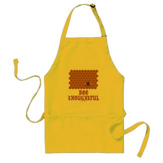 Bee Thoughtful (Bee On Honeycomb Background) Aprons