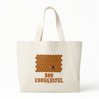 Bee Thoughtful (Bee On Honeycomb Background) Canvas Bags