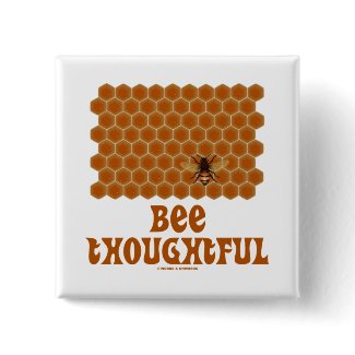 Bee Thoughtful (Bee On Honeycomb Background) Pins