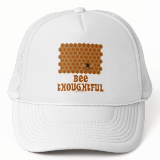 Bee Thoughtful (Bee On Honeycomb Background) Hat
