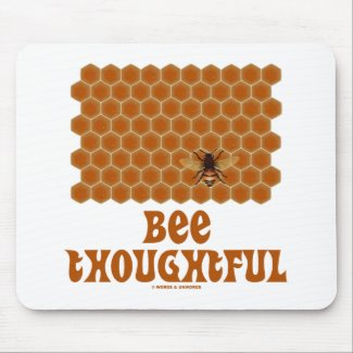 Bee Thoughtful (Bee On Honeycomb Background) Mouse Pad