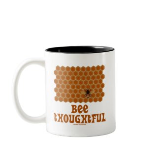 Bee Thoughtful (Bee On Honeycomb Background) Coffee Mugs
