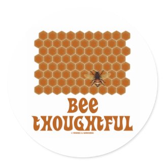 Bee Thoughtful (Bee On Honeycomb Background) Sticker