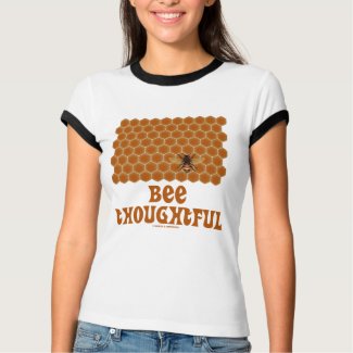 Bee Thoughtful (Bee On Honeycomb Background) Tshirt