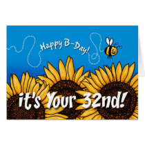 bee trail sunflower - 32 years old card