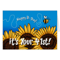 bee trail sunflower - 41 years old greeting card