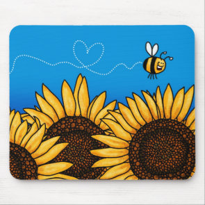 bee trail sunflower mousepad mousepad