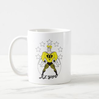 Bee U (Be You)-white stars. Classic White Coffee Mug