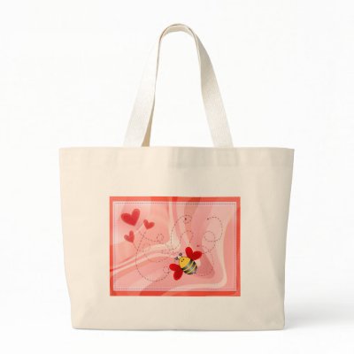 BEE VALENTINE by SHARON SHARPE Canvas Bag by sharonsharpe