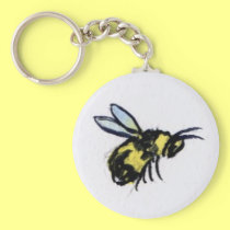 Bee Watercolor Keychain