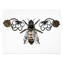 bee with clover custom invite