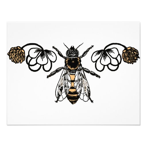 bee with clover custom invite
