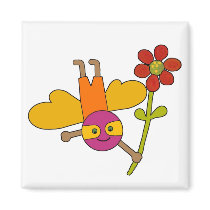 Bee with Flower Fridge Magnets