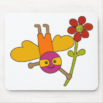 Bee with Flower Mouse Pads
