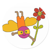 Bee with Flower Sticker