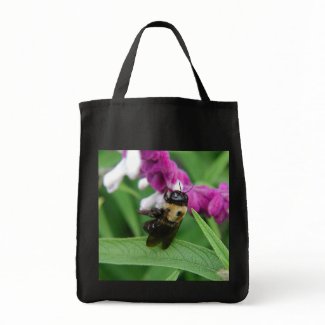 Bee with Velvet Flowers Grocery Tote bag