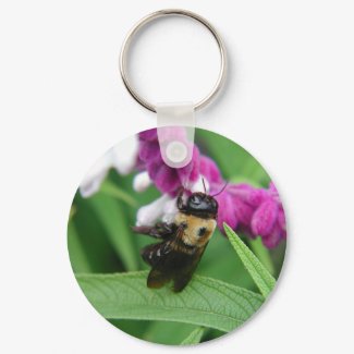 Bee with Velvet Flowers Keychain keychain