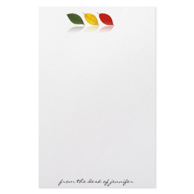 Beech Forest - Leaf pattern in Green, Gold, Red Custom Stationery by NoteableExpressions